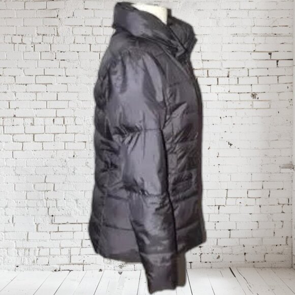 New York & Company Winter Jacket Gray Zip Front Pillow Collar No Belt - Picture 2 of 9